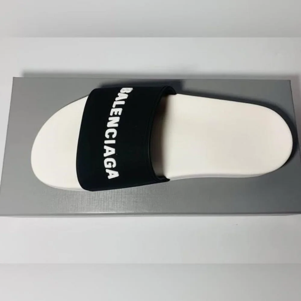 Balenciaga Men's Logo Mismatched Slide Sandal Size 8
